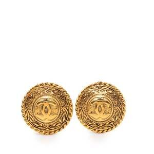 CHANEL Coco Mark Earrings, Gold Plated, Women's,